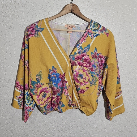 Anthropologie Tops - Anthro Flying Tomato Floral Faux Wrap Top